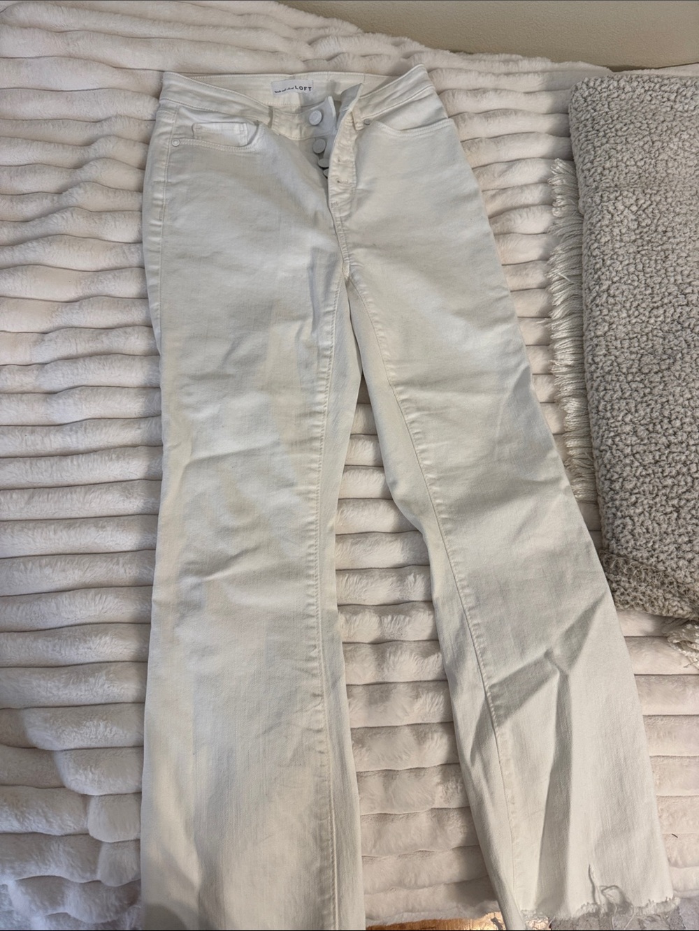 LOFT White Wide-Leg Flare Jeans